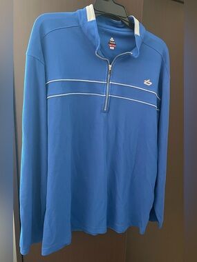Bolle Men’s Blue Half-Zip Performance Sweater with White Trim XL Thermal